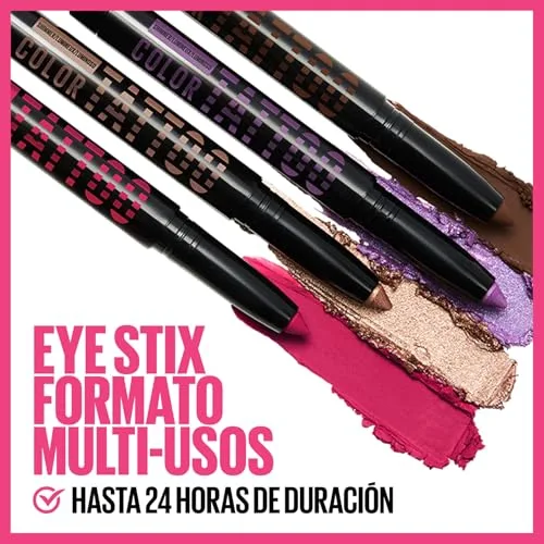 MAYBELLINE ▫️ New York, Color Tattoo Stix, Stick Multiusos 2 em 1, Sombra de olhos + delineador, Duração de 24 horas, Tom: I Am Confident 3