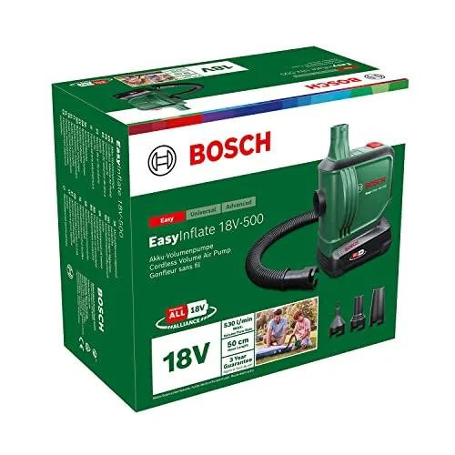 Bosch ▫️ Bomba de ar a bateria /bomba de ar para colchões insufláveis EasyInflate 18 V-500 (1 bateria de 2,0 Ah; sistema de 18 V; para encher ou esvaziar camas, piscinas ou brinquedos insufláveis; em caixa) 7