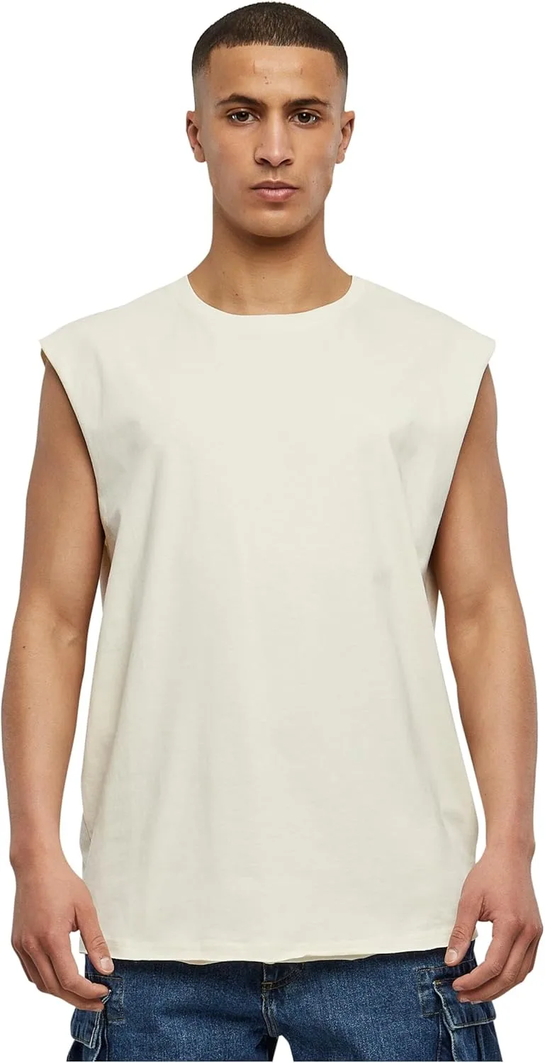 Urban Classics ▫️ T-shirt Open Edge Sleeveless T-Shirt para homem Preto Ajuste regular