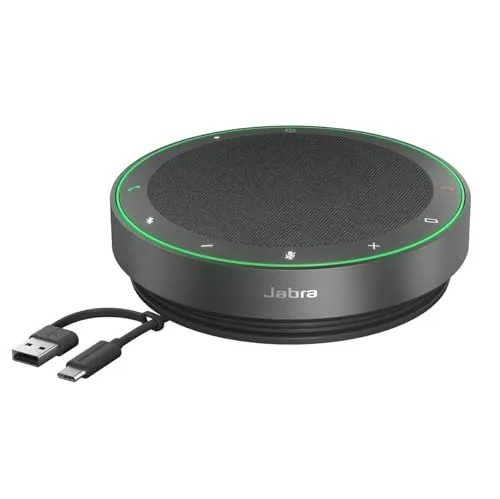 Jabra ▫️ Speak2 75 Altifalante sem fios Bluetooth para o trabalho, 4 microfones com cancelamento de ruído, altifalantes de 65 mm, nova função de ligação, USB-A e USB-C, Microsoft Teams, cinzento escuro 4