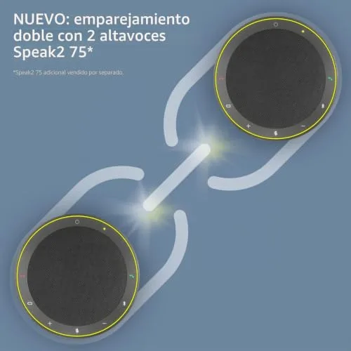 Jabra ▫️ Speak2 75 Altifalante sem fios Bluetooth para o trabalho, 4 microfones com cancelamento de ruído, altifalantes de 65 mm, nova função de ligação, USB-A e USB-C, Microsoft Teams, cinzento escuro 5
