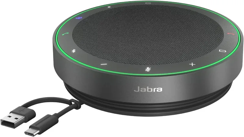 Jabra ▫️ Speak2 75 Altifalante sem fios Bluetooth para o trabalho, 4 microfones com cancelamento de ruído, altifalantes de 65 mm, nova função de ligação, USB-A e USB-C, Microsoft Teams, cinzento escuro