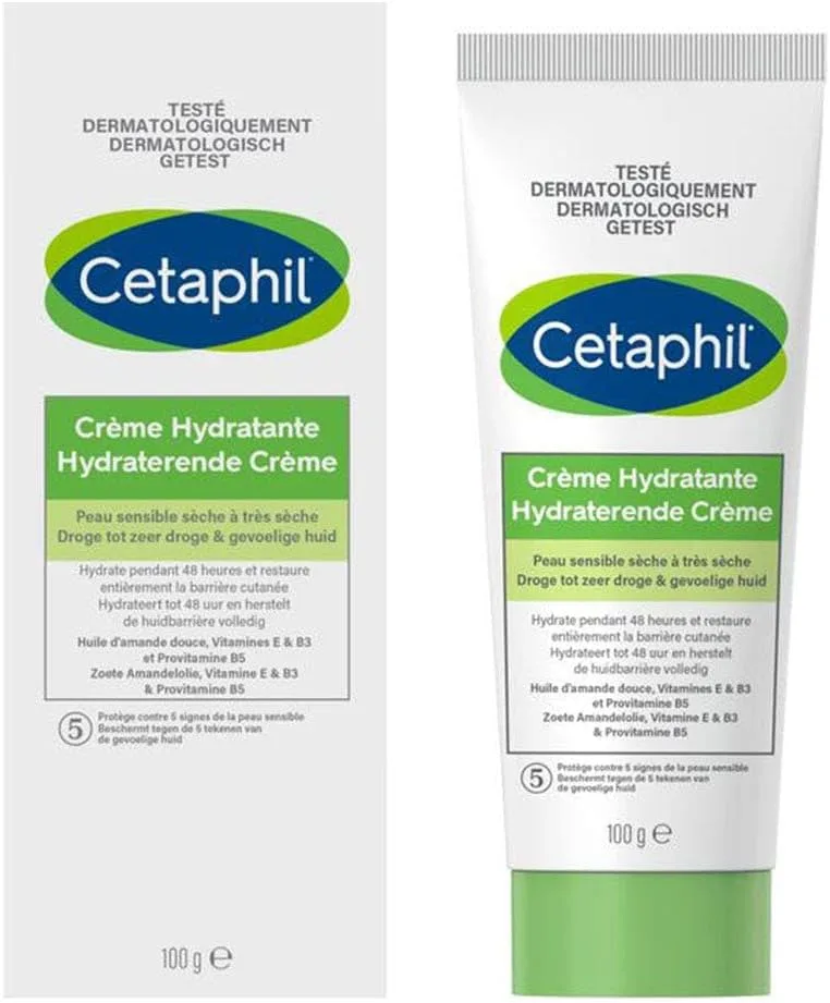 Cetaphil ▫️ Creme hidratante para o corpo, 100 g, rosto e corpo, pele sensível seca a muito seca, creme hidratante, niacinamida, pantenol e glicerina, sem perfume