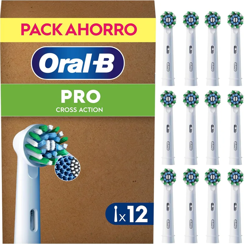 Oral-B ▫️ Pro CrossAction - Cabeças de escova de substituição originais, brancas, embalagem de 12