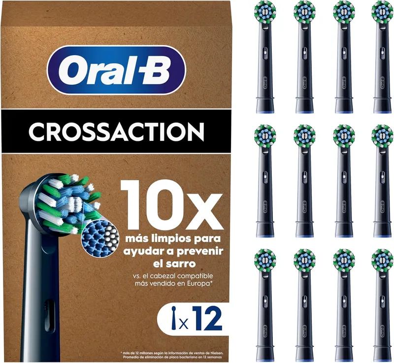 Oral-B ▫️ Pro CrossAction - Cabeças de substituição originais, pretas, embalagem de 12