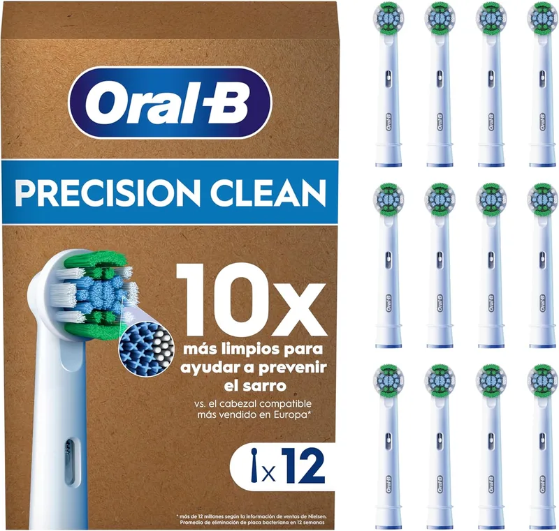 Oral-B ▫️ Pro Precision Clean ORIGINAL Cabeças de substituição para a escova de dentes eléctrica Oral B Pro, embalagem com 12 unidades, brancas, remoção de placa bacteriana, indicador de utilização, brancas
