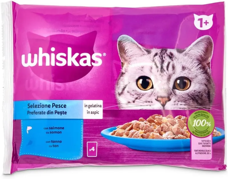 Whiskas ▫️ Comida Húmida para Gatos Seleção de Peixe 4x85g