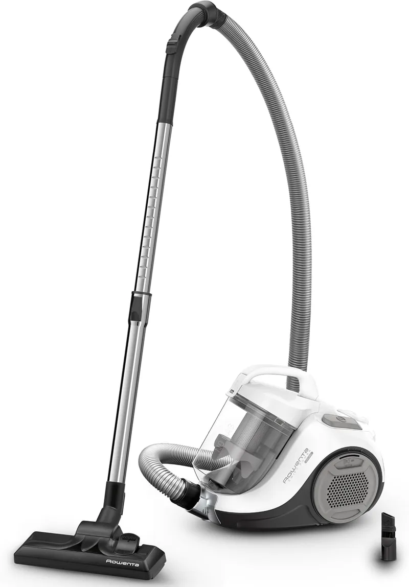 Rowenta ▫️ Swift Power Cyclonic Classic – Aspirador sem saco potente de 750 W, tecnologia ciclónica, cabeça de aspiração de alto rendimento, 3 níveis de filtragem, raio de ação de 7,5 m, posição de estacionamento, branco