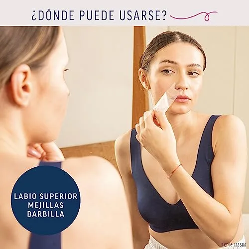 Veet ▫️ Expert - Tiras de cera fria para depilação facial, adequadas para o lábio superior (bigode), com manteiga de karité, 16 tiras 5
