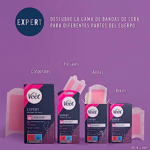 Veet ▫️ Expert - Tiras de cera fria para depilação facial, adequadas para o lábio superior (bigode), com manteiga de karité, 16 tiras 6