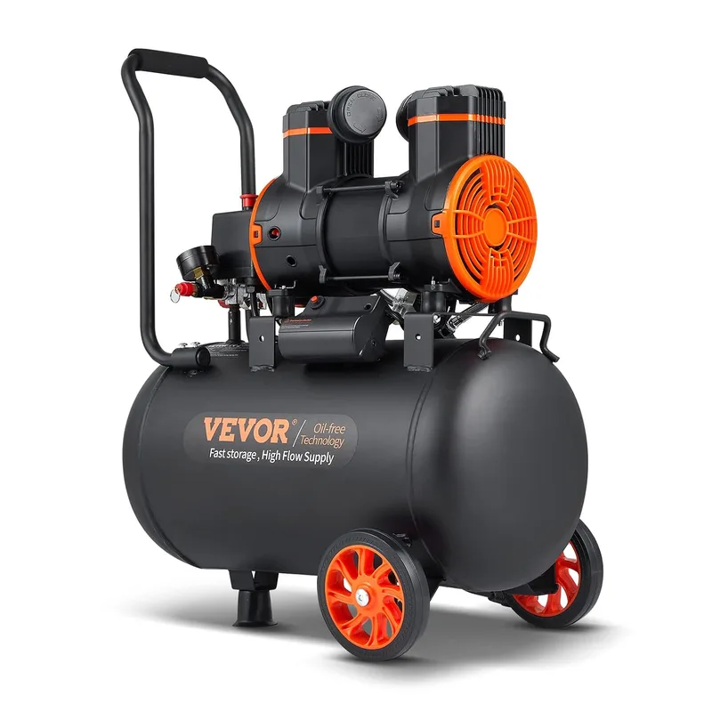 VEVOR ▫️ Compressor de ar silencioso de 35 L, compressor de ar sem óleo, 1800 W, 2,5 CV, pressão máxima de 3,5 MPa, motor sem óleo, 70 dB, para reparação automóvel, enchimento de pneus e pintura com pistola