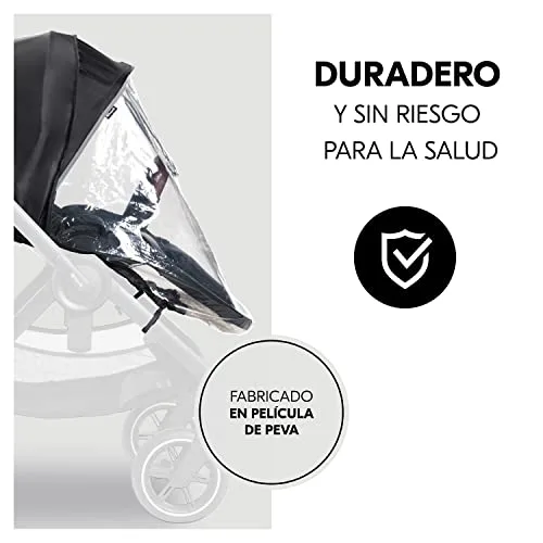 hauck ▫️ Capa de Chuva em Plástico para Carrinho de Bebé Universal, Capa de Chuva Universal, Proteção contra a Chuva com Borda Refletora, Janela, Fácil de colocar, Transparente 7