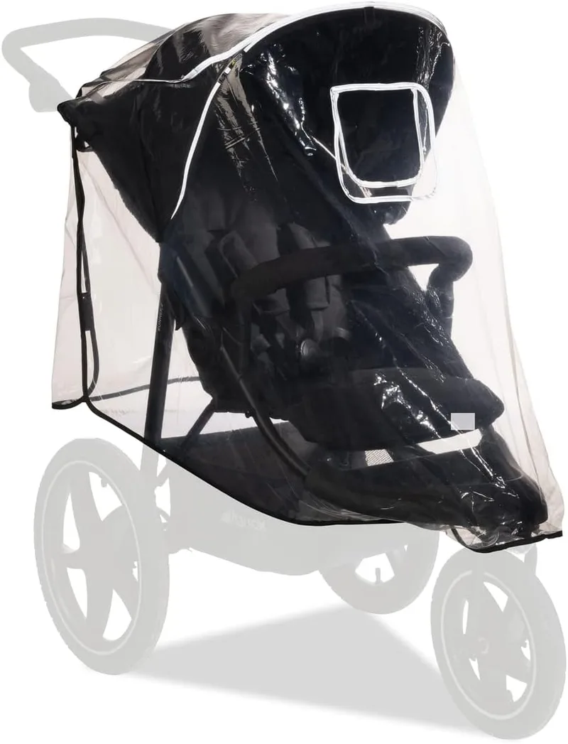 hauck ▫️ Capa de Chuva em Plástico para Carrinho de Bebé Universal, Capa de Chuva Universal com Borda Refletora, Proteção contra a Chuva para Carrinho de Bebé de 3 Rodas, Janela, Transparente