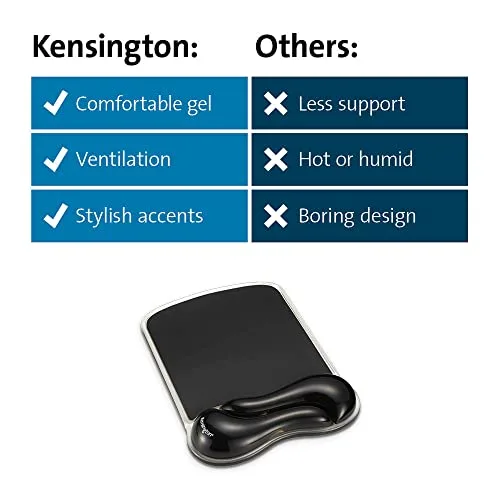 Kensington ▫️ Duo K62413WW - Tapete de rato em gel com apoio para os pulsos, ergonómico com suporte para os pulsos para aliviar a dor, tapete de rato em gel antiderrapante e confortável para computador, 7