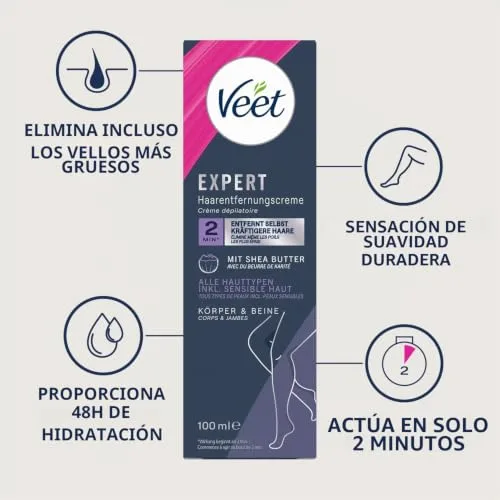 Reckitt ▫️ Veet Expert - Creme depilatório para o corpo e as pernas, para todos os tipos de pele, incluindo pele sensível, 100 ml 2