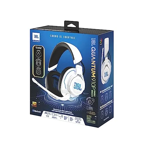 JBL ▫️ Quantum 910P Auscultadores sem fios com Bluetooth para PlayStation, cancelamento ativo de ruído, QuantumSOUND Signature, 39 horas de autonomia, branco 5