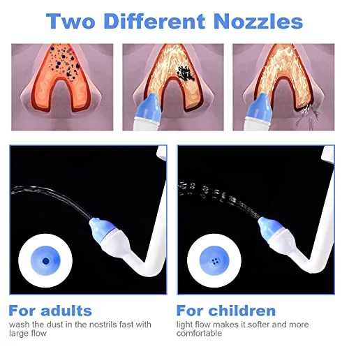 URAQT ▫️ Lavagem Nasal para Adultos, Irrigador Nasal de 300 ml com 2 bicos, Neti Pot com sal nasal e termómetro autocolante, Limpador Nasal para Crianças e Adultos para o alívio da congestão nasal e limpeza nasal 4