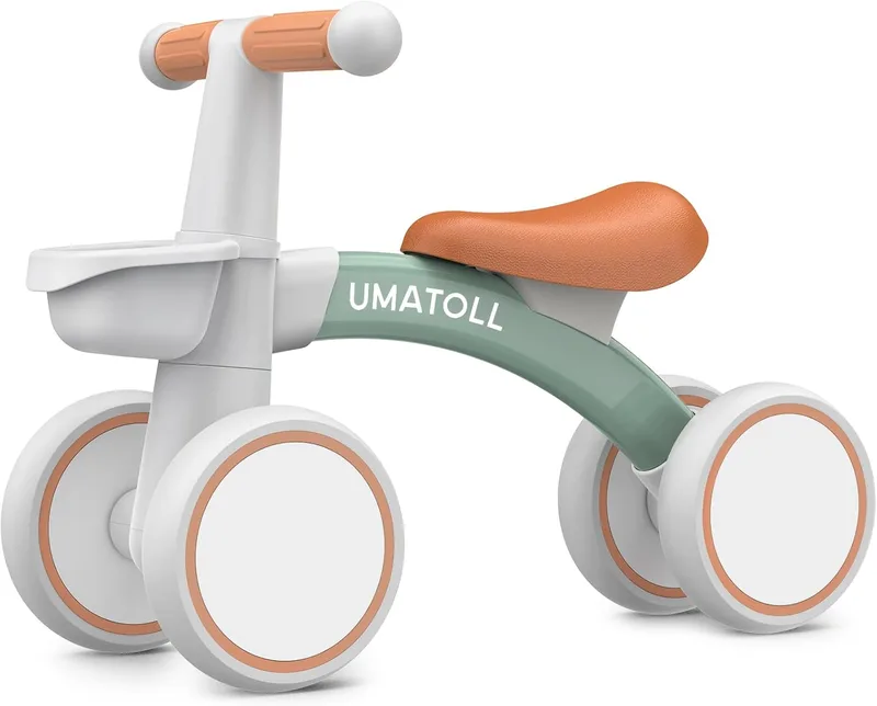 Umatoll ▫️ Bicicleta sem pedais para crianças a partir de 1 ano Bicicleta de equilíbrio, brinquedos para bebés 12-24 meses, bicicleta para bebés com cesto, primeira bicicleta para rapazes e raparigas como presente de aniversário (verde)