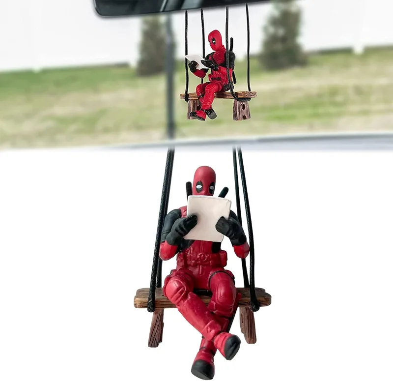 FAINCA ▫️ Pingente para carro, Bonito pingente para carro do Deadpool, Pingente oscilante do Deadpool, Pingente decorativo para carro, Decoração para espelho retrovisor do carro