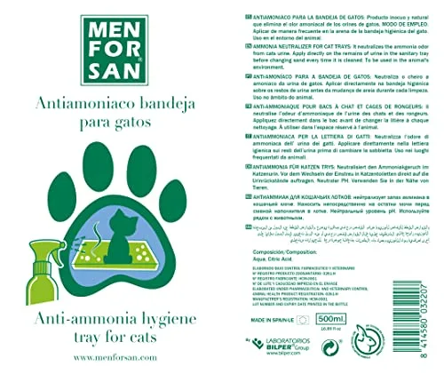 MENFORSAN ▫️ Antiamoniaco para Bandejas de Gatos | Elimina o cheiro da urina | Prolonga a vida útil da areia | Produto inofensivo e natural | Não é tóxico | 500 ml 2