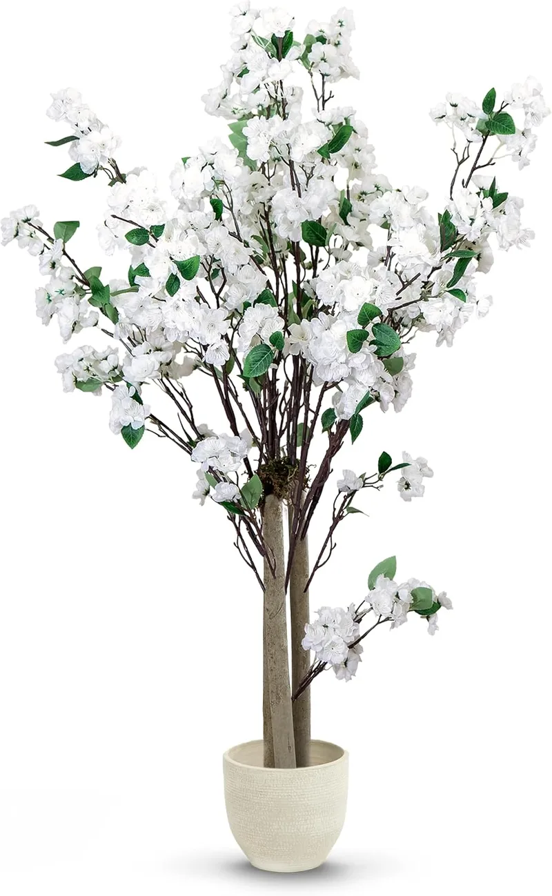 Maia Shop ▫️ Amêndoa Artificial 105 cm - Árvore com Flores Brancas para Interior
