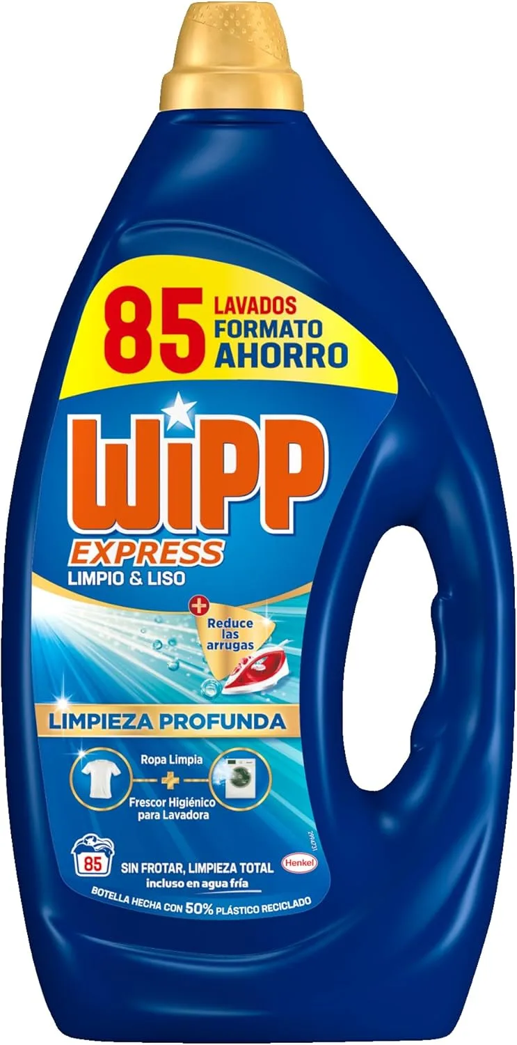 Wipp Express ▫️ Detergente líquido para roupa Clean & Smooth (85 lavagens), detergente líquido para roupa para limpeza profunda, sabão para roupa