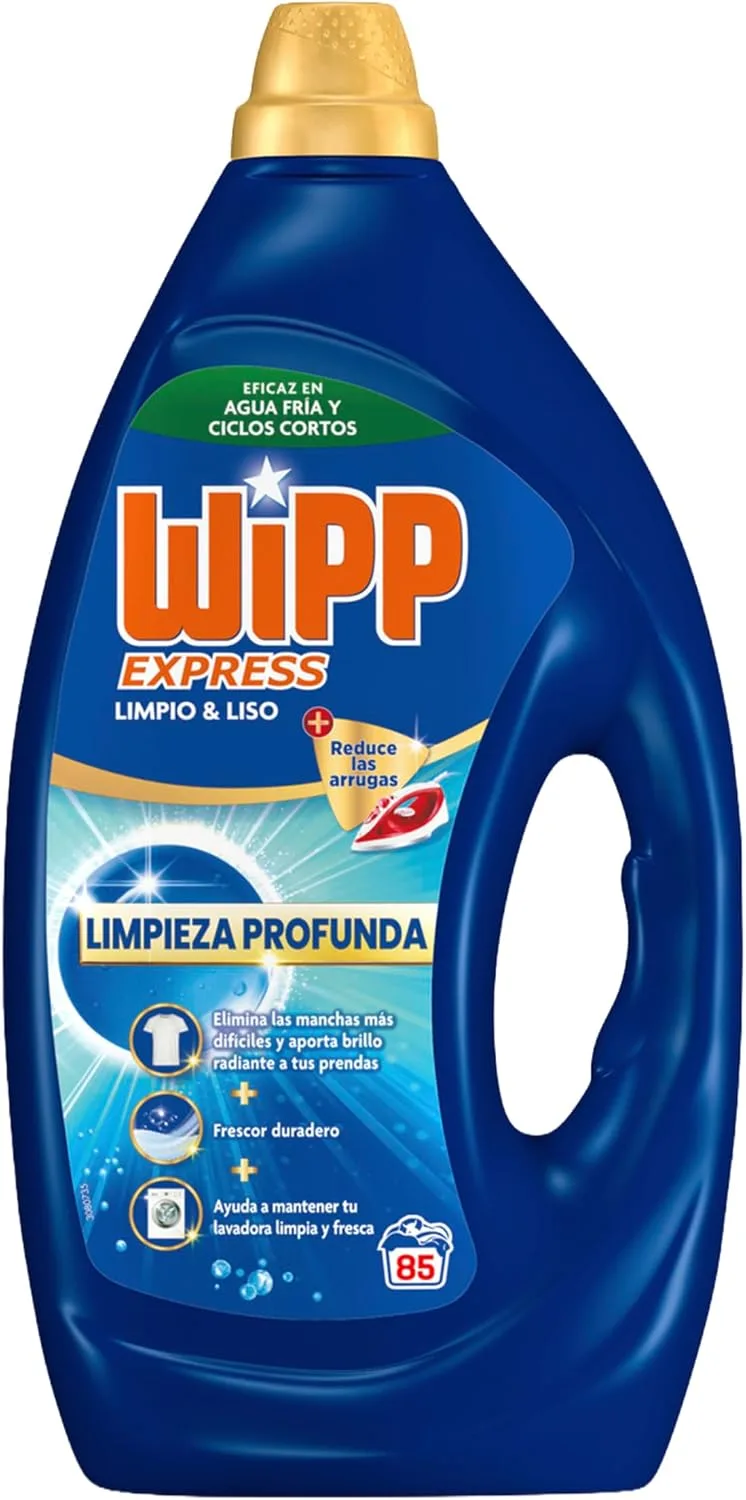 Wipp Express ▫️ Detergente Líquido «Limpo e Suave» para máquina de lavar roupa (85 lavagens), detergente líquido para máquina de lavar roupa para uma limpeza profunda, sabão para roupa