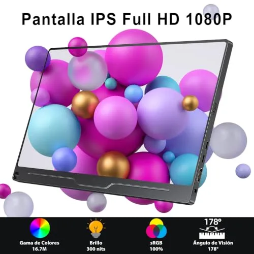 UPERFECT ▫️ Monitor portátil de 15,6 polegadas, Full HD 1080p, 1920x1080, IPS mate 2