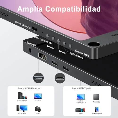 UPERFECT ▫️ Monitor portátil de 15,6 polegadas, Full HD 1080p, 1920x1080, IPS mate 3
