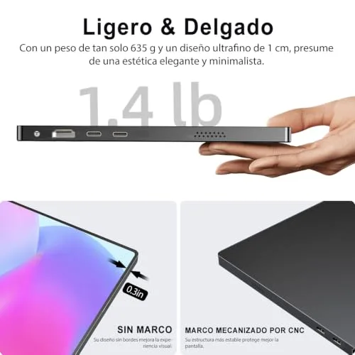 UPERFECT ▫️ Monitor portátil de 15,6 polegadas, Full HD 1080p, 1920x1080, IPS mate 5