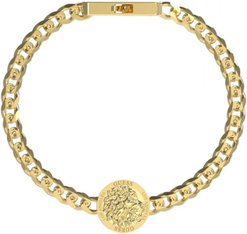 GUESS ▫️ Pulseira Lion King JUMB03010JWYGS para homem, pequena, aço inoxidável, sem pedras preciosas, pequena, aço inoxidável, não tem pedras preciosas