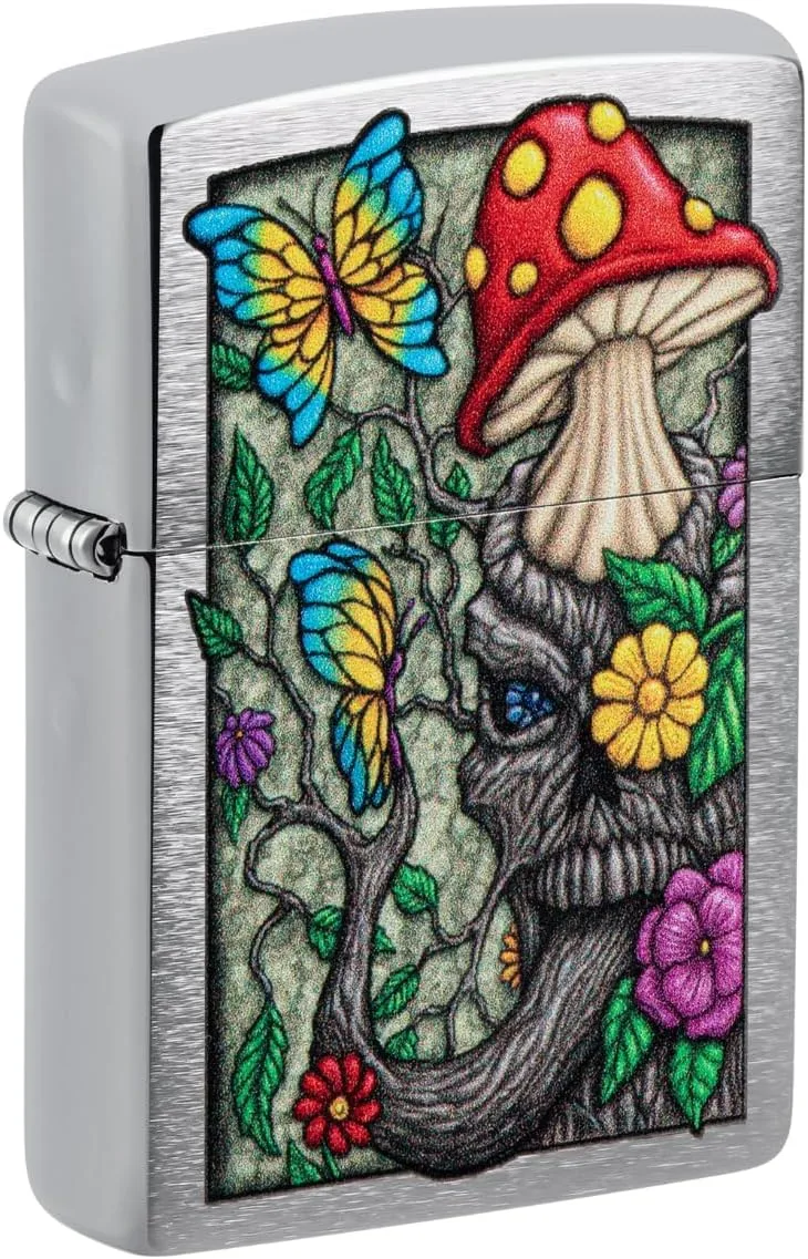 Zippo ▫️ Isqueiro à prova de vento - Freaky Nature - Cromo escovado, imagem colorida - Recarregável - Reutilizável - Caixa de presente incluída - Fabricado nos EUA