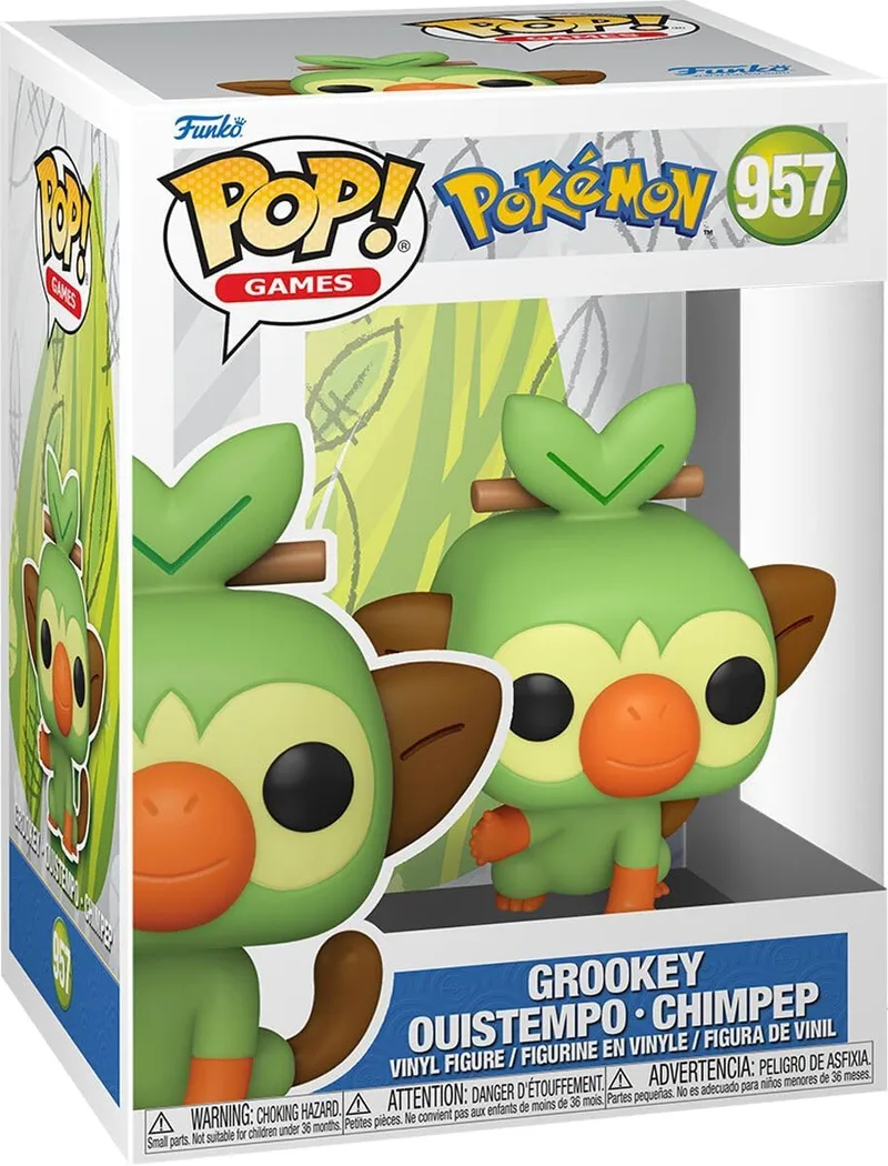 Funko ▫️ Pop! Games: Pokémon - Grookey - Figuras em miniatura colecionáveis para exposição - Ideia para presente - Produtos oficiais - Brinquedos para crianças e adultos - Fãs de videojogos
