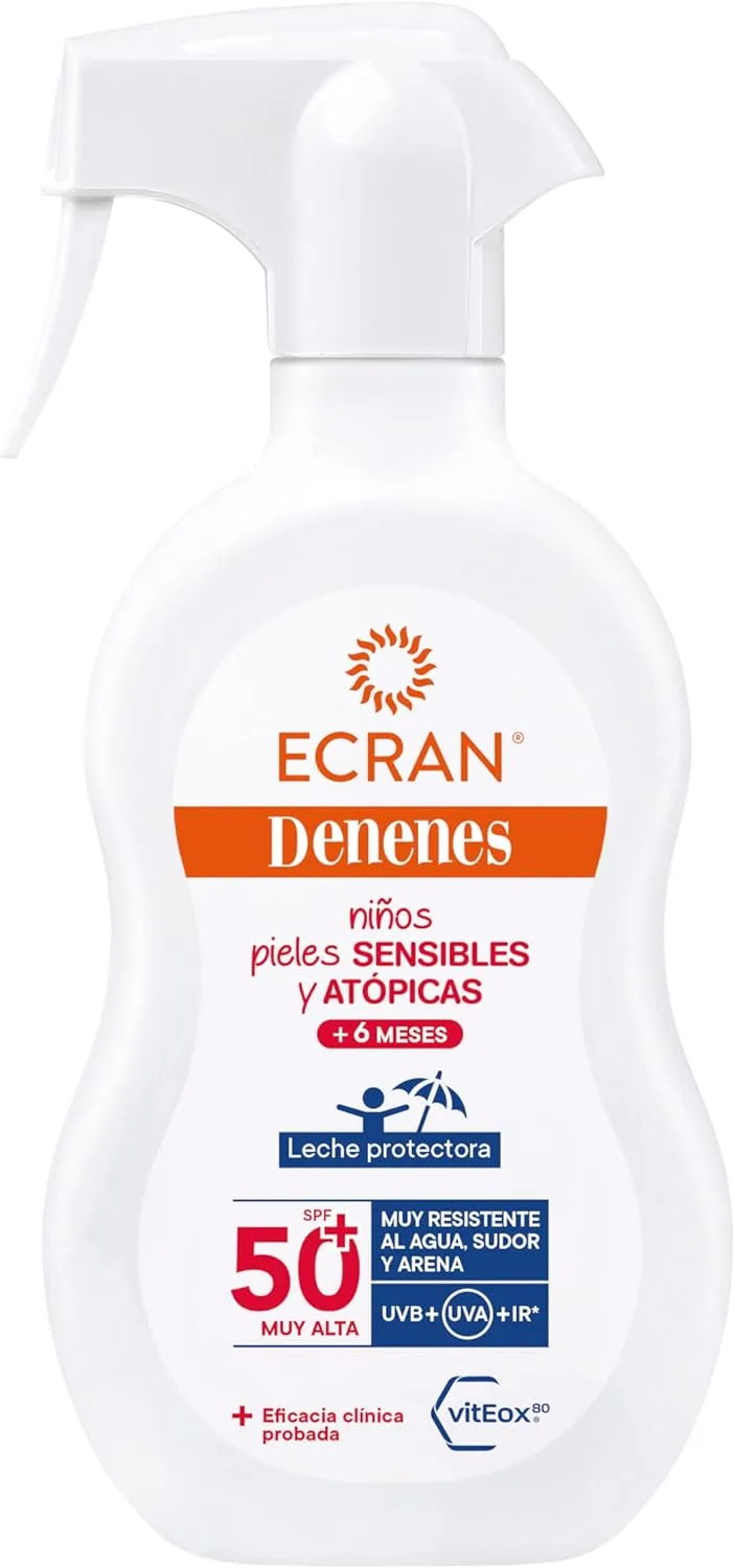 Ecran ▫️ Denenes pistola FPS 50+ - Proteção UVB + UVA + IR-A, com extratos de algodão, pantenol e vitamina E, com vitEox 80® que reforça as defesas antioxidantes da pele - 270 ml