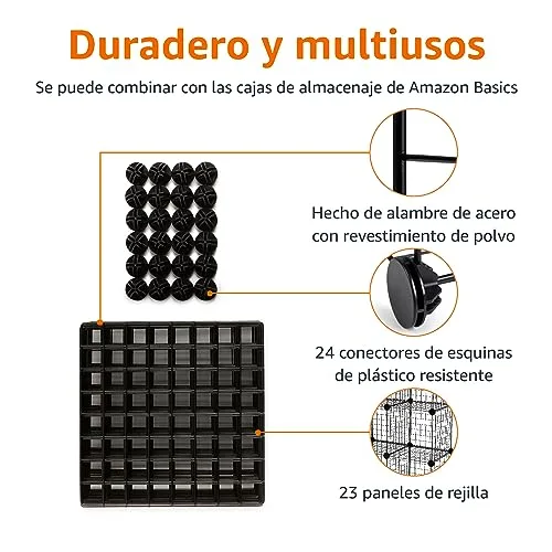 Amazon Basics ▫️ Prateleiras empilháveis em rede de arame, compostas por 6 cubos, 66 x 32 x 96,5 cm, cor preta 3