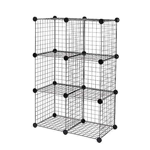 Amazon Basics ▫️ Prateleiras empilháveis em rede de arame, compostas por 6 cubos, 66 x 32 x 96,5 cm, cor preta 6