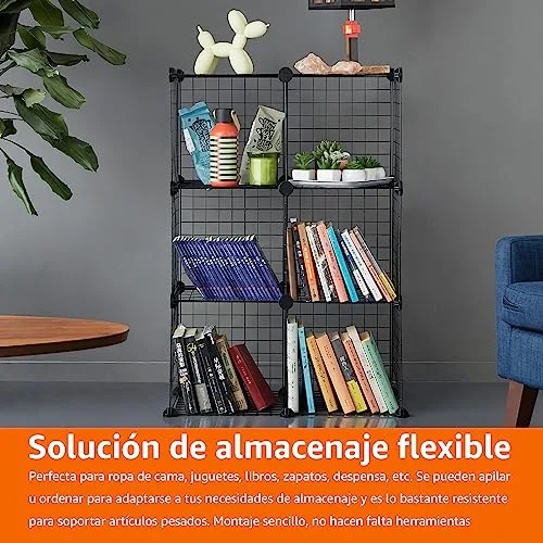 Amazon Basics ▫️ Prateleiras empilháveis em rede de arame, compostas por 6 cubos, 66 x 32 x 96,5 cm, cor preta 7