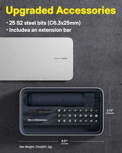 HOTO ▫️ Conjunto de chaves de fendas elétricas 3,6 V com 25 pontas, carregamento por USB-C 3