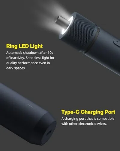 HOTO ▫️ Conjunto de chaves de fendas elétricas 3,6 V com 25 pontas, carregamento por USB-C 6