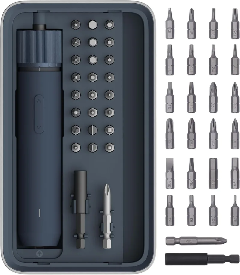 HOTO ▫️ Conjunto de chaves de fendas elétricas 3,6 V com 25 pontas, carregamento por USB-C