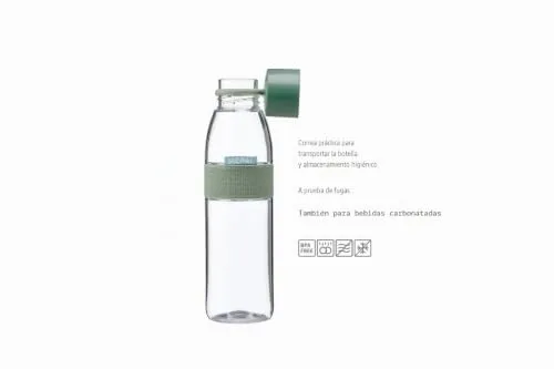 Mepal ▫️ Garrafa de água Ellipse - Garrafa de água reutilizável - Garrafa à prova de fugas, adequada para bebidas gaseificadas - para adultos e crianças - Sem BPA - 500 ml - Azul nórdico 2