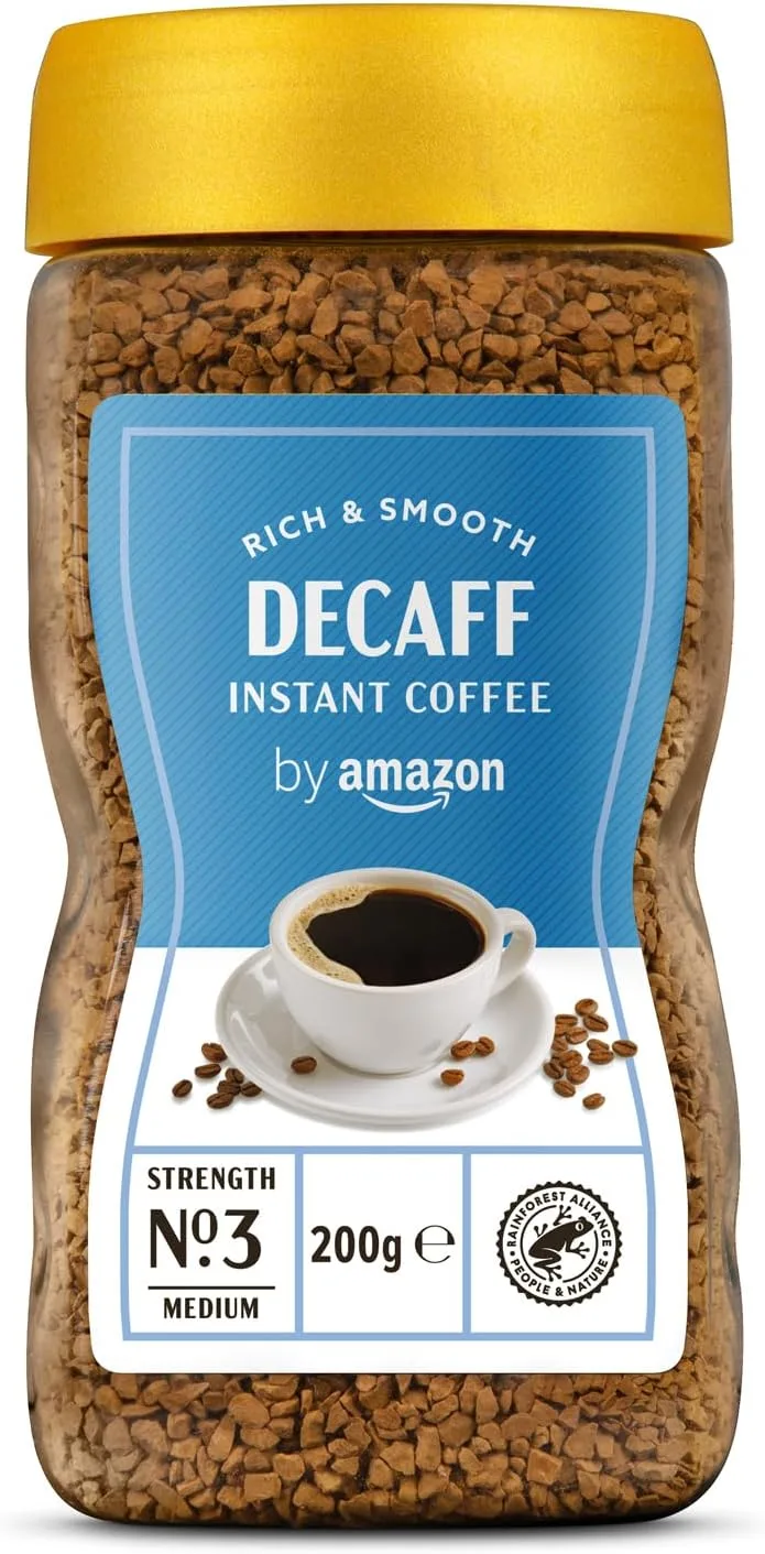 by Amazon ▫️ Da Amazon: Café solúvel descafeinado, 200 g, embalagem de 1, Certificado pela Rainforest Alliance