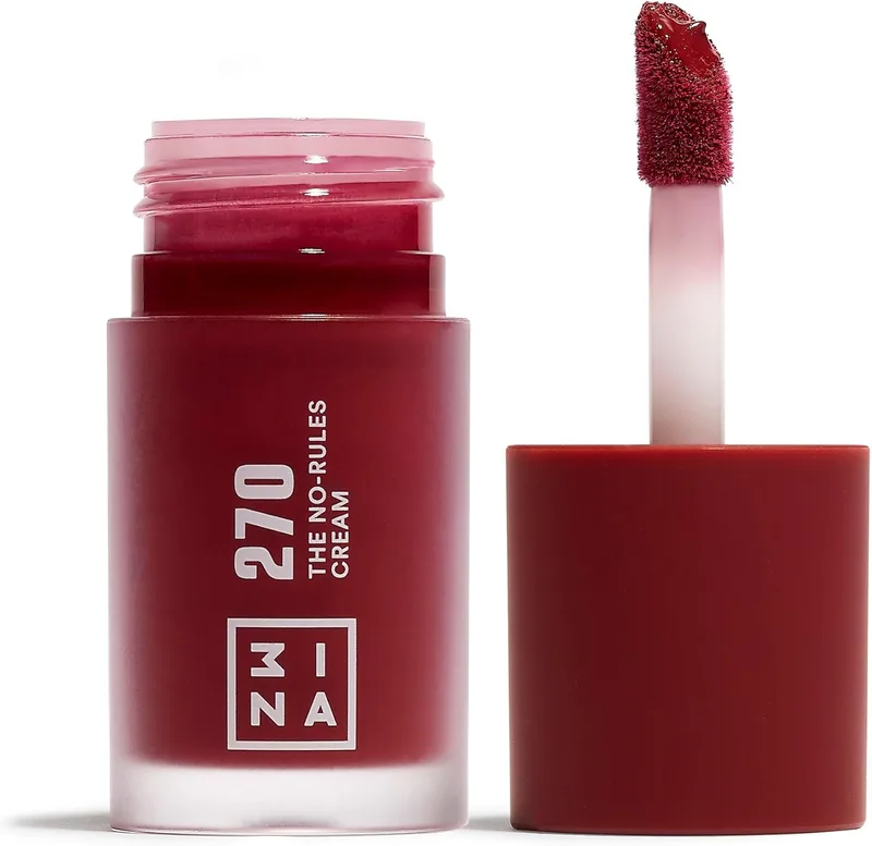 3ina ▫️ MAKEUP - O Creme Sem Regras 270 - Vermelho Vinho - Blush Vermelho Vinho com Óleo de Amêndoas - Blush Líquido 3 em 1 Bochechas Lábios e Olhos com Acabamento Natural - Vegan - Sem Crueldade