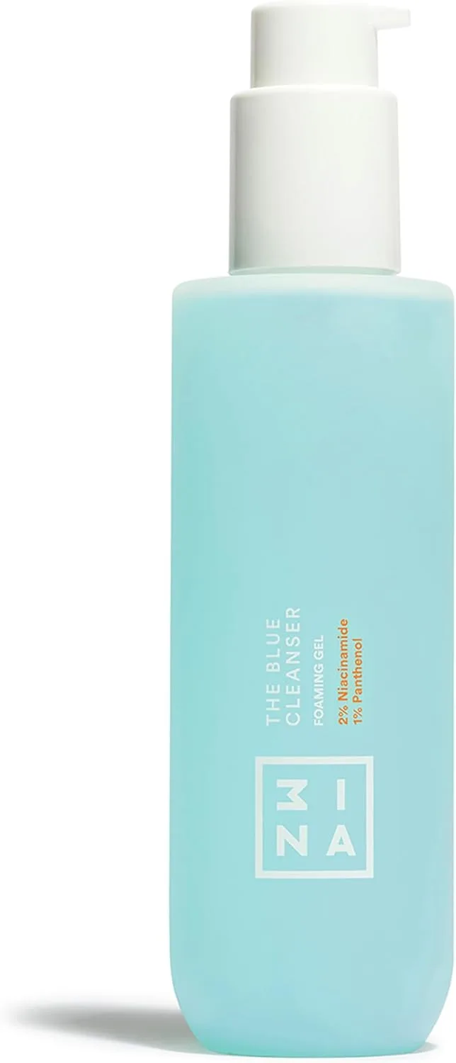 3ina ▫️ Makeup - The Blue Cleanser - Produto de limpeza facial com 2% de niacinamida + 1% de pantenol - Gel de limpeza facial para equilibrar a produção de sebo e proteger a barreira cutânea - Vegan - Sem testes em animais