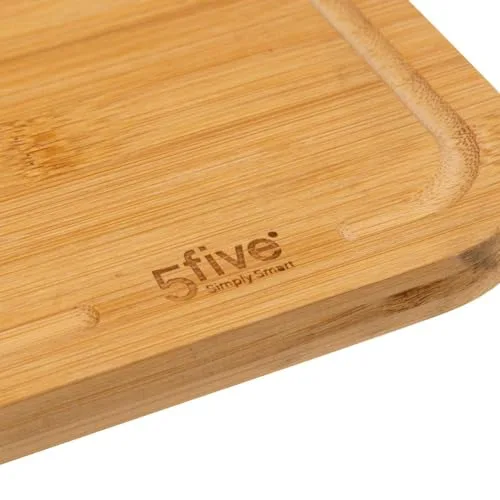 5 five simply smart ▫️ 5five - Conjunto de 2 tábuas de cortar em bambu - 35 x 25 cm e 22 x 15 cm, com ranhura - Utensílios de cozinha 3
