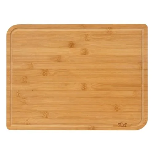 5 five simply smart ▫️ 5five - Conjunto de 2 tábuas de cortar em bambu - 35 x 25 cm e 22 x 15 cm, com ranhura - Utensílios de cozinha 5