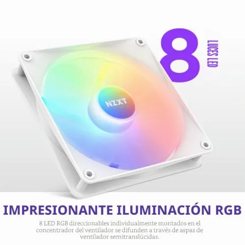 NZXT ▫️ F140 RGB Core - Ventilador RGB para PC com hub de 140 mm - Branco 2