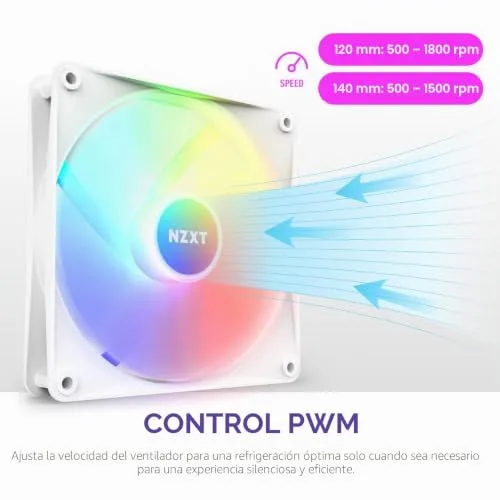 NZXT ▫️ F140 RGB Core - Ventilador RGB para PC com hub de 140 mm - Branco 5