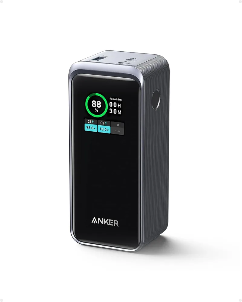 Anker ▫️ Prime Power Bank, carregador portátil de 72 Wh com saída de 200 W, ecrã digital inteligente, 2 portas USB-C e 1 porta USB-A compatíveis com iPhone 17/16/15/14/13, Samsung, MacBook, DELL e outros