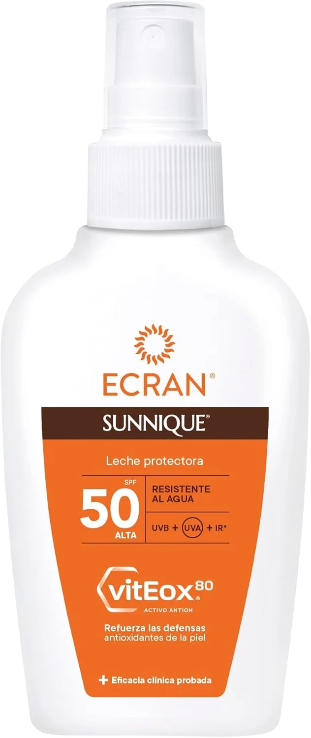 Ecran ▫️ Sunnique - Spray Protetor FPS 50, Formato de Viagem, Proteção UVB + UVA e IR-A, Reforça as Defesas, Hidratação 24 horas, Fórmula com VitEox 80, Resistente à Água, para Toda a Família - 100 ml